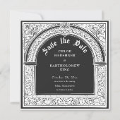 Gothic Schwarz-weiß Mittelalter bis Tod Foto Save The Date (Vorderseite)