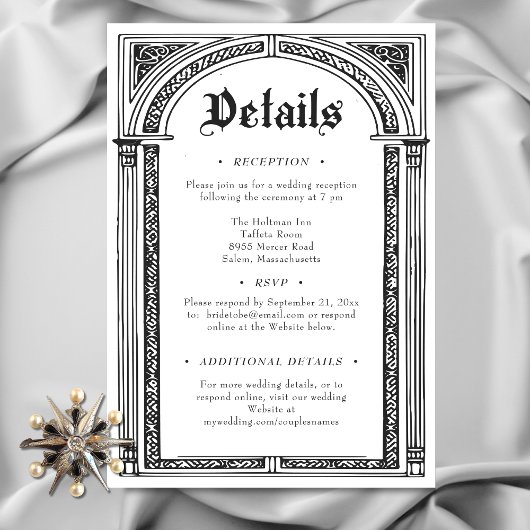 Gothic Schwarz-weiß Mittelalter bis Totenhochzeit Begleitkarte