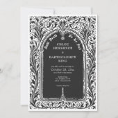 Gothic Schwarz-weiß Mittelalter bis Totenhochzeit Einladung (Vorderseite)