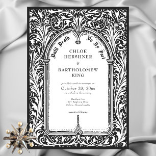 Gothic Schwarz-weiß Mittelalter bis Totenhochzeit Einladung