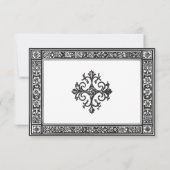 Gothic Schwarz-weiß Mittelalter bis Totenhochzeit RSVP Karte (Rückseite)