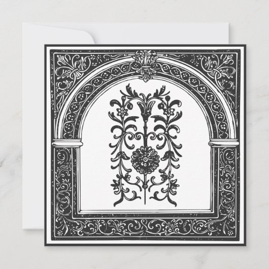 Gothic Schwarz-weiß Mittelalter bis Totenhochzeit Save The Date (Rückseite)