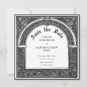 Gothic Schwarz-weiß Mittelalter bis Totenhochzeit Save The Date (Vorderseite)