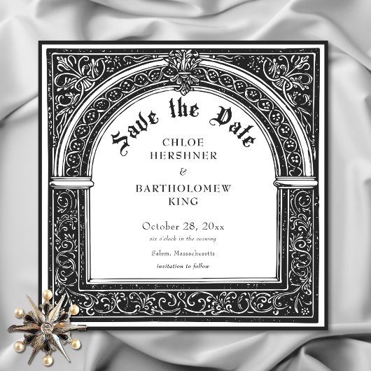 Gothic Schwarz-weiß Mittelalter bis Totenhochzeit Save The Date