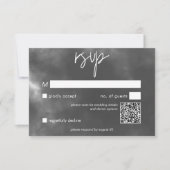 Gothic Schwarz-weiß Raven Embrace Wedding QR Code RSVP Karte (Vorderseite)