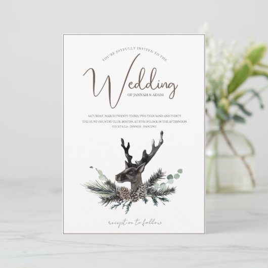 Gothic Schwarz-weiß Sehr geehrter Kopf Weihnachtsf Einladung (Stehend Vorderseite)