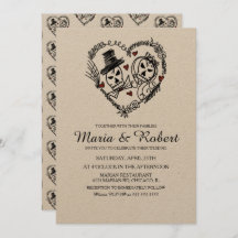 Gothic Schwarz-weiß Skeleton Doodle Wedding