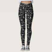 Gothic Schwarz-weiß Skull Cross Muster Leggings (Vorderseite)