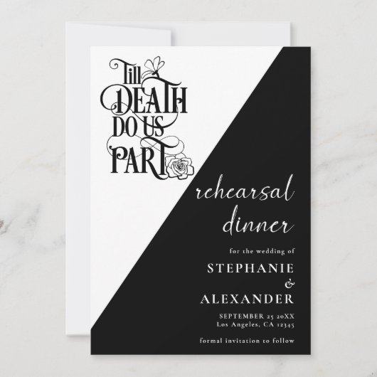 Gothic Schwarz-weiß Till Death Do us Part Probe Einladung (Vorderseite)