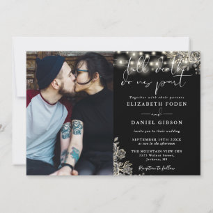 Gothic-Schwarze Blumenlichter-Foto-Hochzeit Einladung
