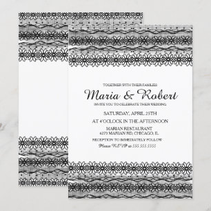 Gothic-Schwarze Blumenstickerei-Hochzeitseinladung Einladung