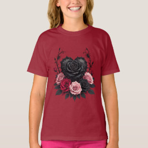 Gothic schwarze Blütenblätter und Spinnennetz-Dunk T-Shirt