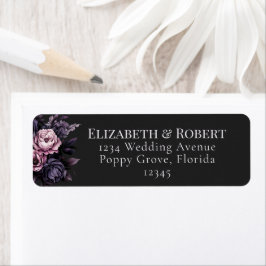 Gothic Schwarze Florale Hochzeits-Adressetiketten