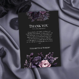 Gothic Schwarze Florale Hochzeits-Dankeskarten Dankeskarte