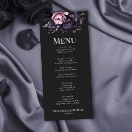 Gothic Schwarze Florale Hochzeits-Menükarte Menükarte