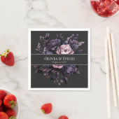 Gothic-Schwarze Florale Personalisierte Hochzeitss Serviette (Beispiel)