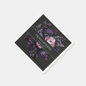 Gothic-Schwarze Florale Personalisierte Hochzeitss Serviette (Ecke)