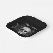 Gothic Schwarze Florale Schädel Halloween Pappteller (Gewinkelt)
