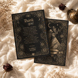 Gothic Schwarze Gruselige Tarot-Hochzeit Dankeskarte