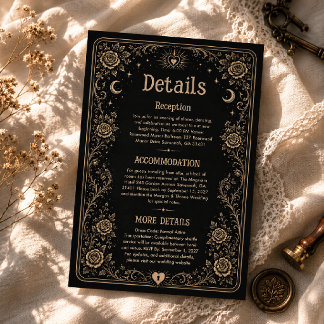 Gothic Schwarze Gruselige Tarot-Hochzeitsdetails Begleitkarte