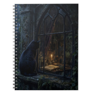 Gothic Schwarze Katze Dunkle Botanische Kunst Druc Notizblock