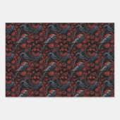 Gothic Schwarze Krähen und rote Rosen  Geschenkpapier Set (Vorderseite 2)