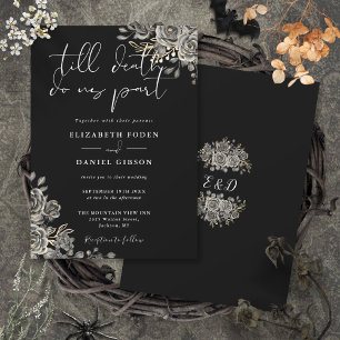Gothic-Schwarze Rosen Hochzeit Einladung