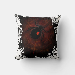 Gothic Schwarze Witwe Spinne Farbspritzer Netz Zuh Kissen