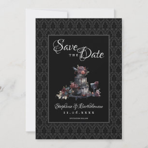 Gothic Schwarzer Damast Foto Save The Date