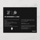 Gothic Sealing Wax Black & White RSVP Card Postkarte (Rückseite)