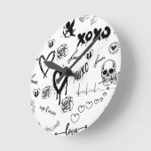 Gothic Seamless Pattern Runde Wanduhr (Winkel)