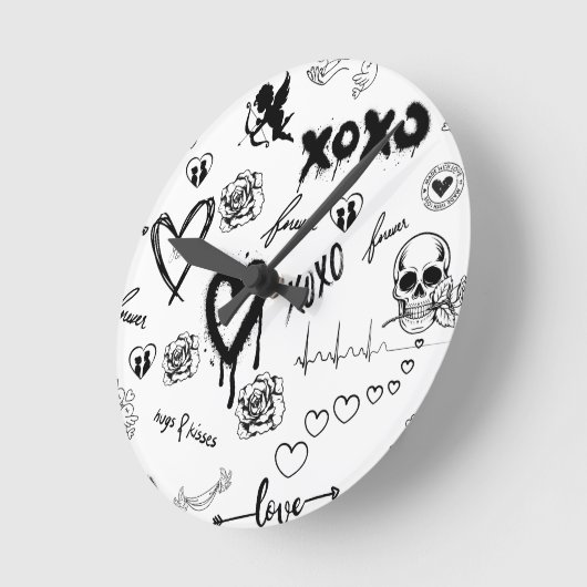 Gothic Seamless Pattern Runde Wanduhr (Winkel)