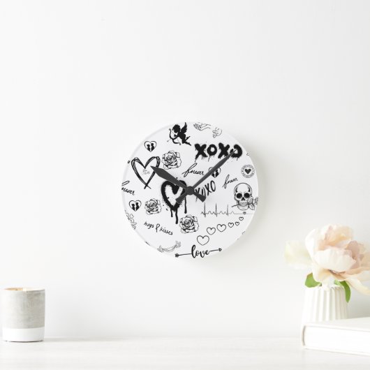 Gothic Seamless Pattern Runde Wanduhr (Zuhause)