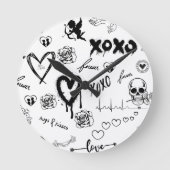 Gothic Seamless Pattern Runde Wanduhr (Vorderseite)