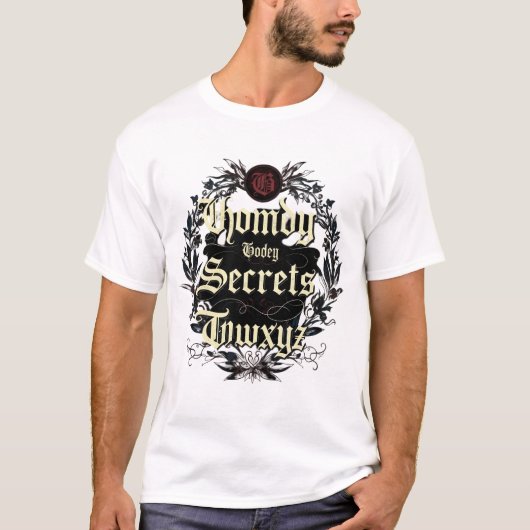 Gothic Secrets - Dunkle Viktorianische Typografie- T-Shirt (Vorderseite)