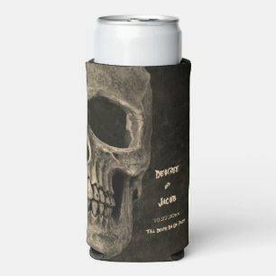 Gothic Sepia Halb Schädel Kopf Vintage Hochzeit Selters Dosenkühler