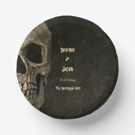 Gothic Sepia Half Skull Head Vintag Hallowing Pappteller