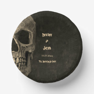 Gothic Sepia Half Skull Head Vintag Hallowing Pappteller