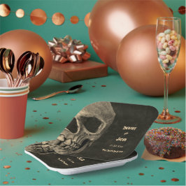 Gothic Sepia Half Skull Head Vintag Hallowing Pappteller