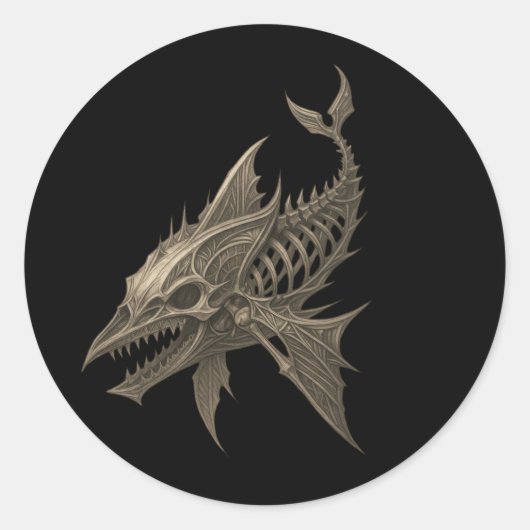 Gothic Shark Skull Sticker (Vorderseite)