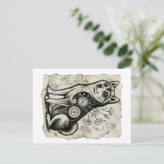 Gothic Shiba Vintage Postcards Postkarte (Stehend Vorderseite)