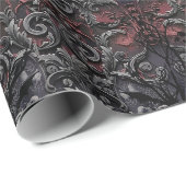 Gothic Silber Barock Damast Geschenkpapier (Rolleneckpunkt)