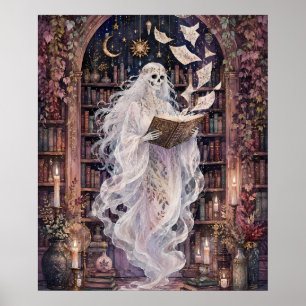 Gothic Skeletal Geist Bibliotheksplakat Dark Acade Poster