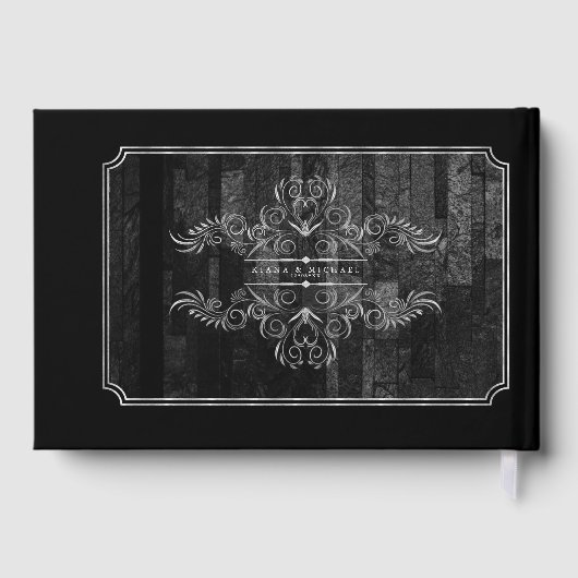 Gothic Skeletal Hand Scrollwork Wedding ID866 Gästebuch (Rückseite)