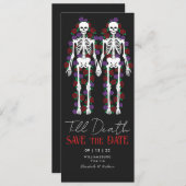 Gothic Skeleton bis zum Tod Save the Date Einladung (Vorne/Hinten)