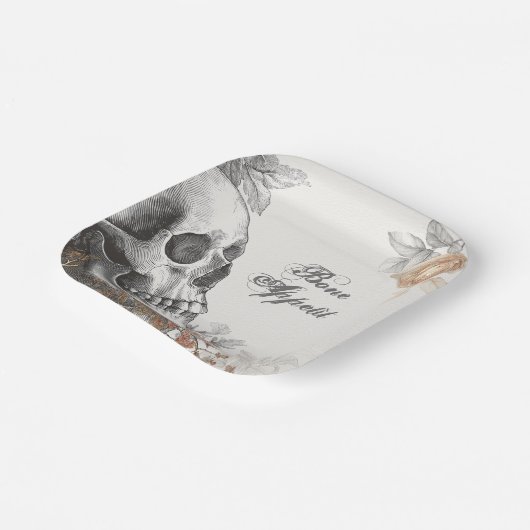 Gothic Skeleton Bone Appetit Halloween Pappteller (Gewinkelt)