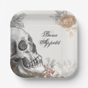 Gothic Skeleton Bone Appetit Halloween Pappteller