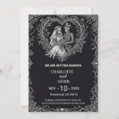 Gothic Skeleton Braut Foto Halloween Save the Date (Rückseite)