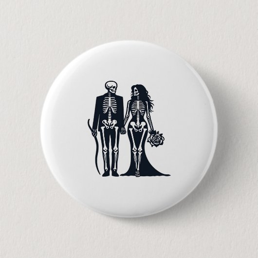 Gothic Skeleton Bride & Groom - Bis zum Tod tun wi Button (Vorderseite)