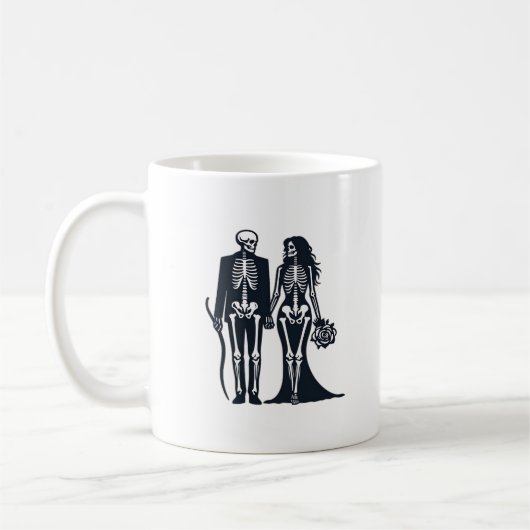 Gothic Skeleton Bride & Groom - Bis zum Tod tun wi Kaffeetasse (Links)